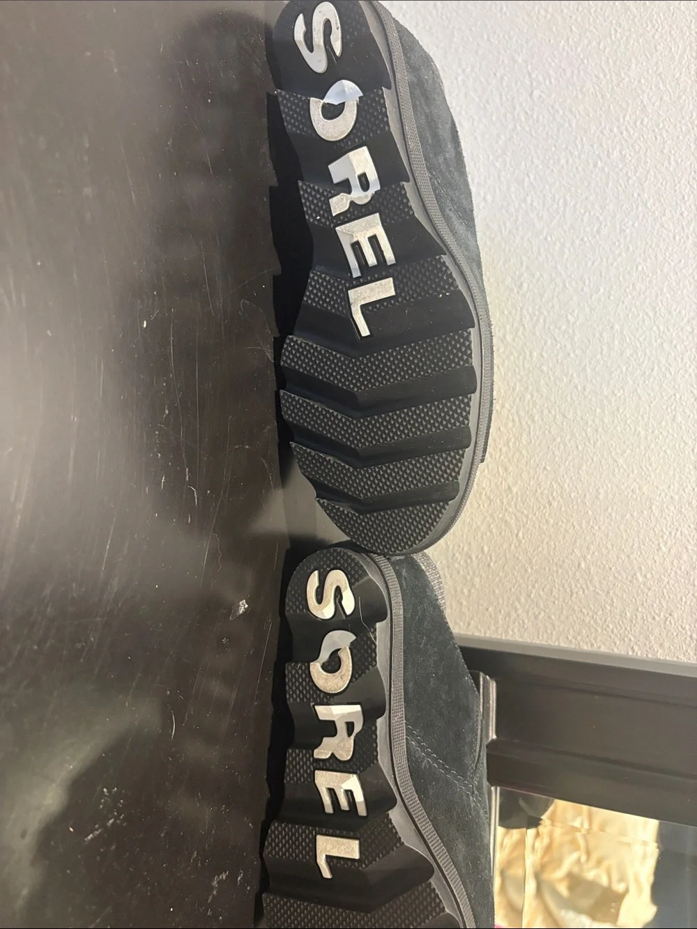 Sorel Black Suede Open-Toe Slip-On Wedge Sandals